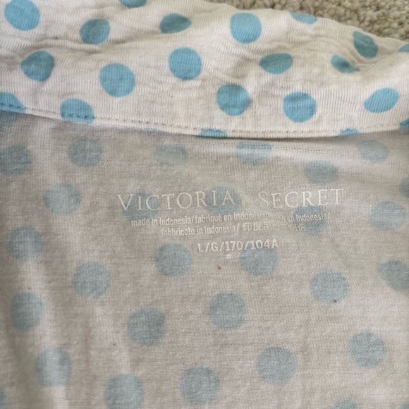 Victorias Secret Blue and White Polka Dot Pajama Set Size Large - Picture 3 of 7